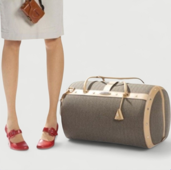 SAMSONITE Doctors Bag MCM Weekender Barrel Herringbone Rivets Strap Key Lock - Picture 2 of 16